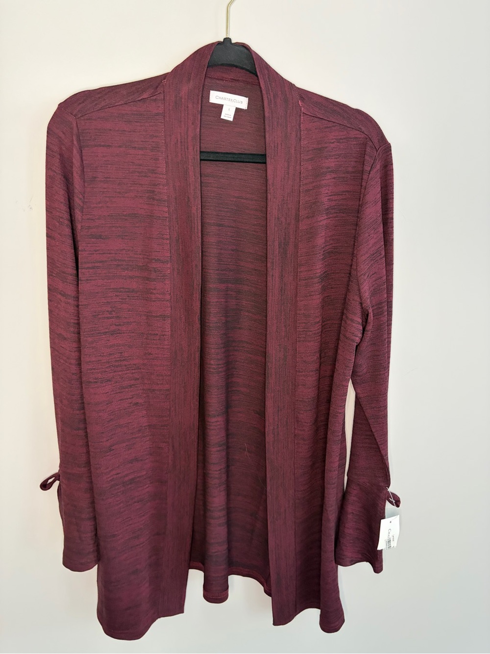 Charter Club Open-Front Burgundy Cardigan